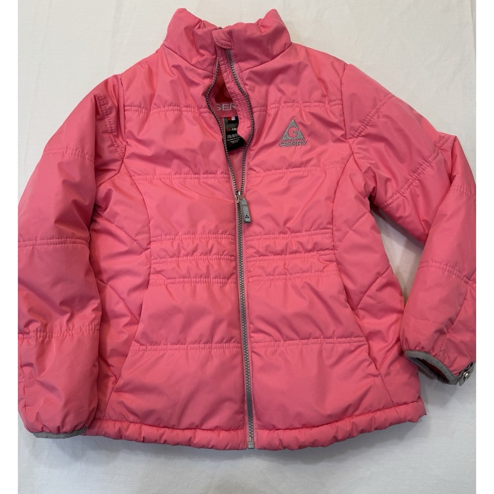 Gerry Girls Pink Quilted Puffer Jacket Size M 10/12 Full Zip Lightweight Winter